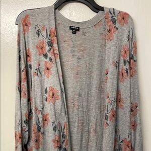 Torrid Floral Gray 3/4 Length Sleeve Sweater Size 5